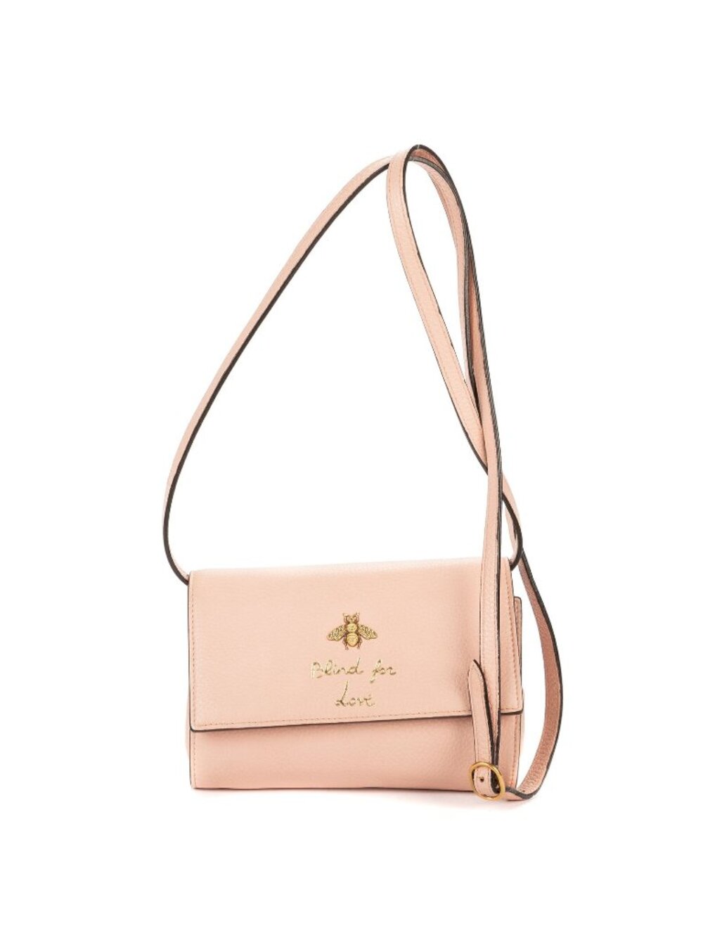 Gucci Animalier Blind for Love Bee Wallet Light Pink Spike Calfskin Leather